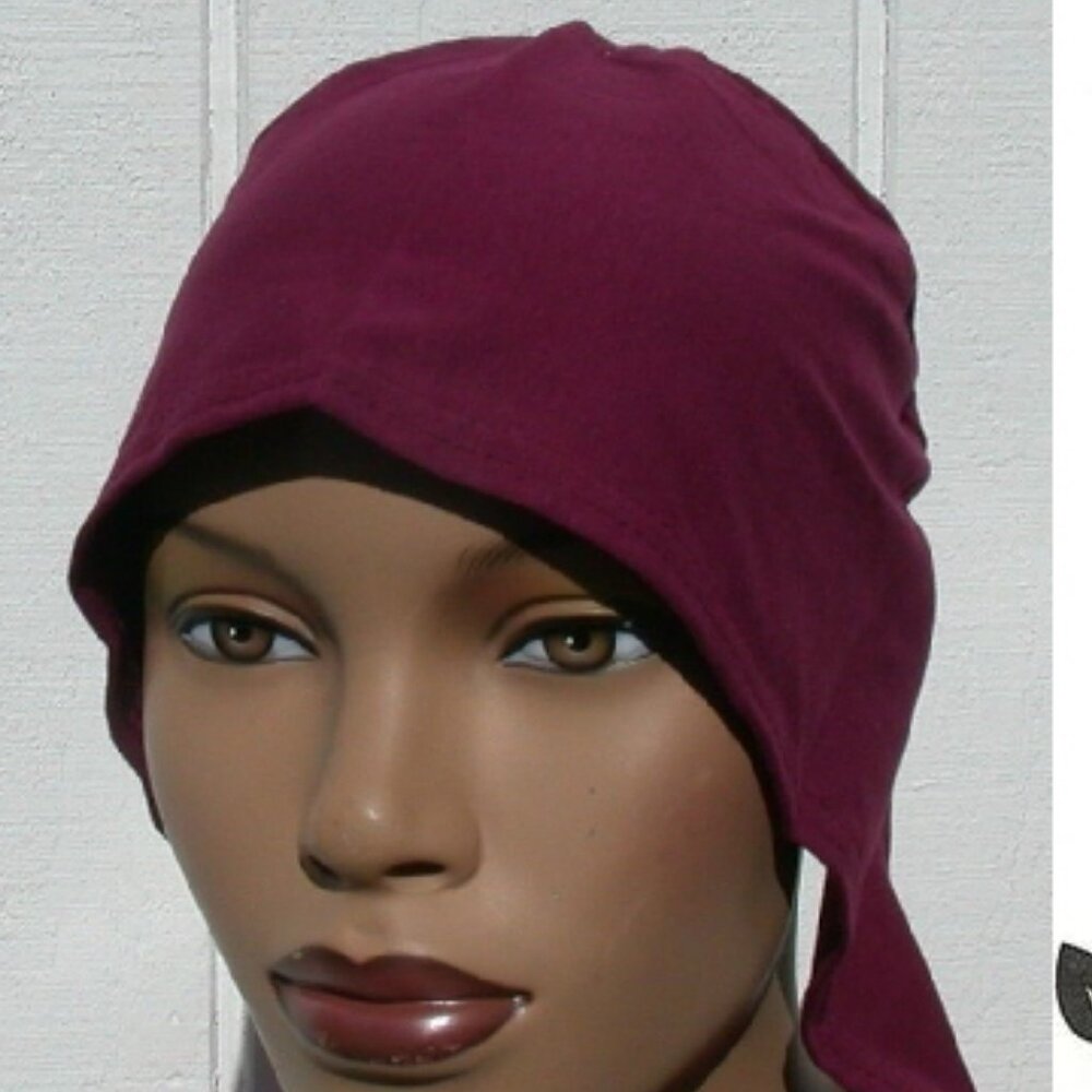Burgundy Cotton Tie Back Bonnet
